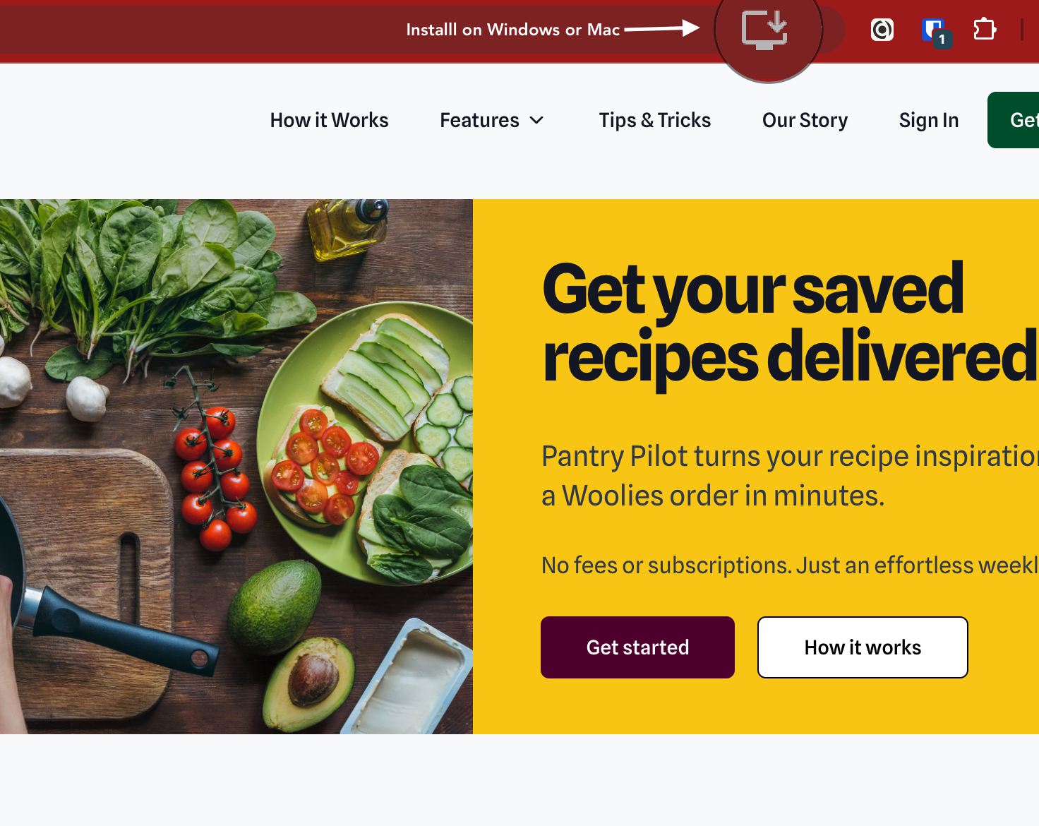 Screenshot of Pantry Pilot running on Chrome